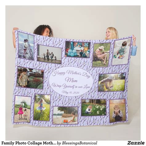 Family Photo Collage Mothers Day Template Fleece Blanket | Zazzle.com | Family photo collages ...