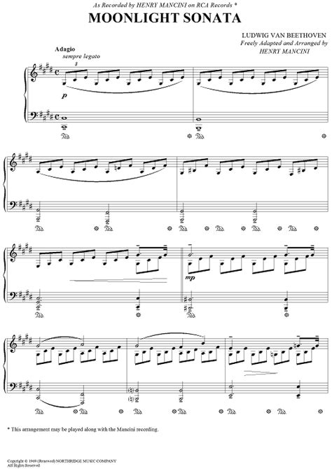 Sonata quasi una fantasia moonlight sonata op 27 no 2 3. Buy "Moonlight Sonata" Sheet Music by Henry Mancini for ...