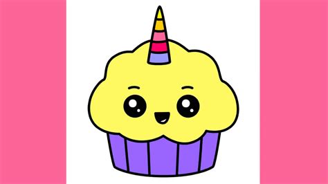 How To Draw Cute Cupcake Unicorn Kawaii Easy For Kids Youtube