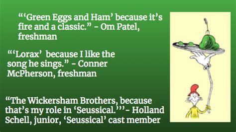 Green eggs and green ham too— i have eaten them, have you? 'Cat in the Hat,' 'Green Eggs and Ham' among favorites - Stratford Gazebo