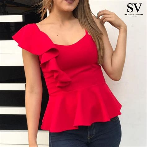 Blusa Peplum De Tiritas En Hombro Con Vuelo Asimetrico - Sensual Velvet