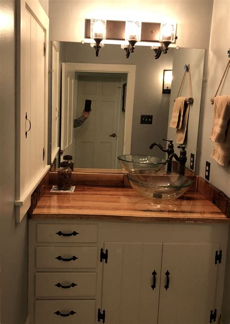 All slabs have a live edge. Live Edge Bathroom vanity (With images) | Small bathroom ...