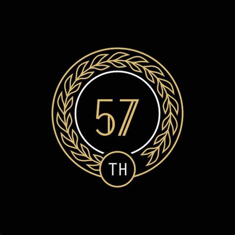 Premium Vector 57th Anniversary Logo With Gold And White Frame And