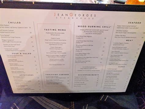 menu at jean georges steakhouse las vegas