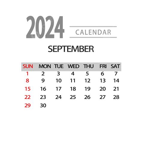 Simple Calendar For September 2024 Two Thousand And Twenty Four