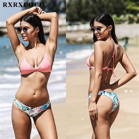 Rxrxcoco 2018 Rxrxcoco Printed Bikini Bandage Swimwear Women Summer
