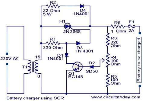 Circuito del cargador de la batería utilizando SCR ...