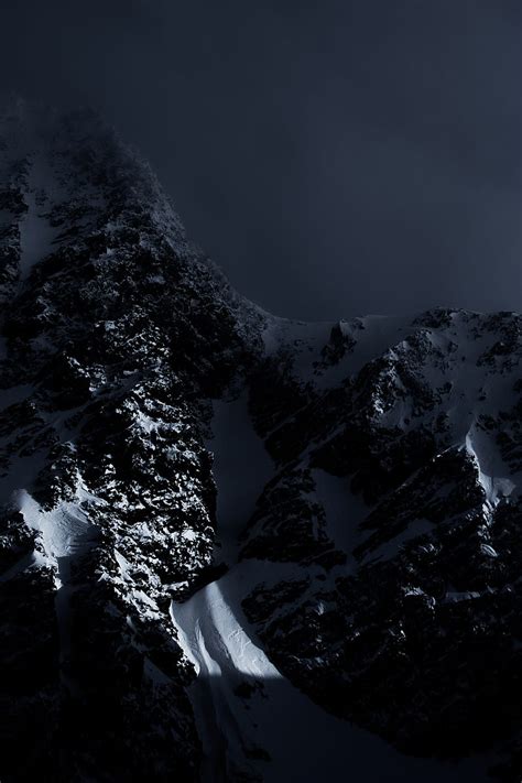 Mountain Peak Snowy Fog Dark Tyrol Stubai Austria Hd Phone