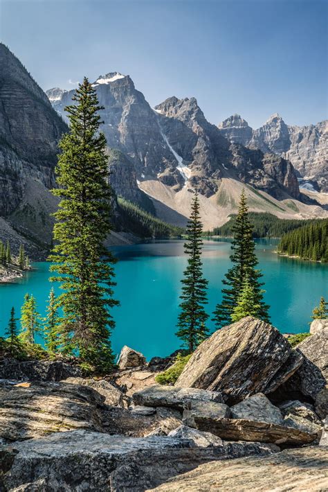 Heres A Vertical View Of The Turquoise Jewel Moraine Lake This Aspect
