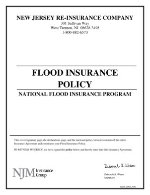 Climate change and soaring flood insurance premiums could trigger another mortgage crisis. Fillable Online FLOOD INSURANCE POLICY - NJM Fax Email Print - PDFfiller