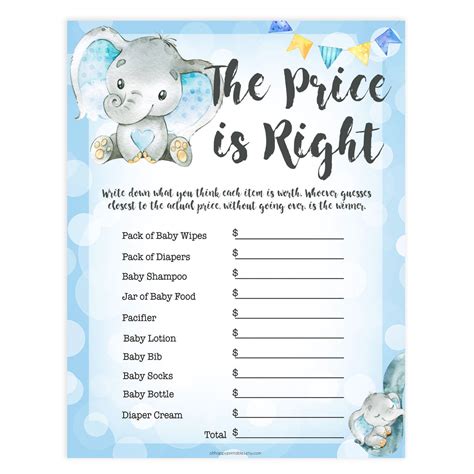 Baby Shower Price Is Right Printable Editable Price Is Right Baby