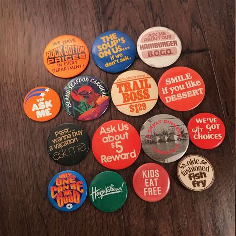 15 Restaurant And Hospitality Pinback Buttons 1980s Pins Old Etsy