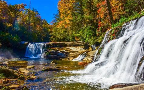 Download Wallpapers Autumn River Cascades Waterfalls Rocks Forest