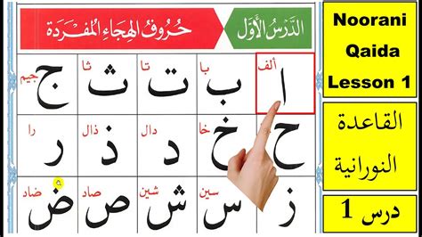 Alif Baa Taa Qaida Noorania Lesson 1 Arabic Alphabet Noorani Riset