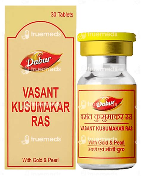 Dabur Vasant Kusumakar Ras With Gold And Pearl Tablet 30 Uses Side Effects Dosage Price
