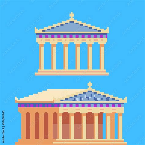 Ancient Greek Buildings And Architecture Greece Culture Pixel Art Icons