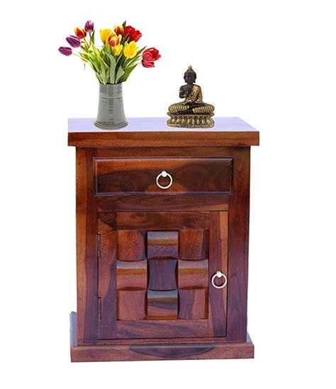 Jangu Furniture Solid Sheesham Wooden Bedside Table With Drawer For