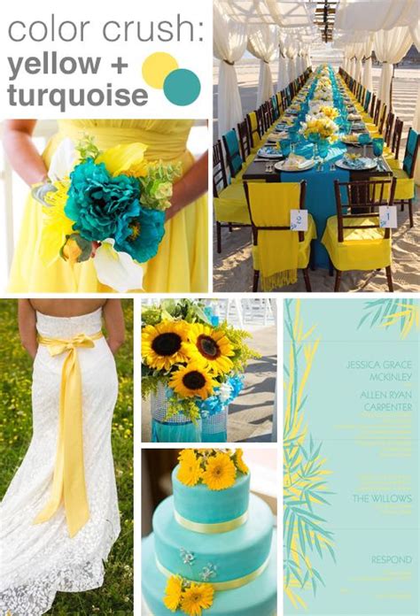 Color Crush Yellow And Turquoise Wedding Themes Summer