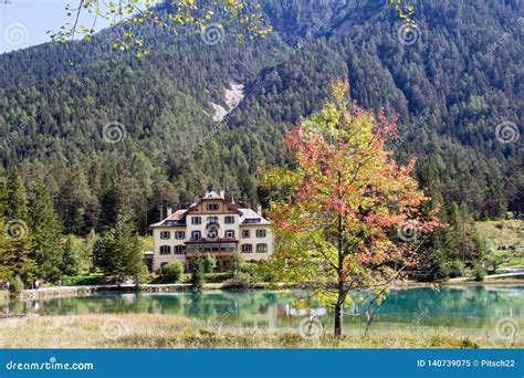Lake Toblach Dolomites In South Tyrol Italy Stock Image Image Of