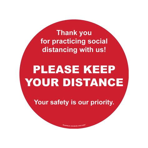 Please Keep Your Distance Floor Sign Round Stop