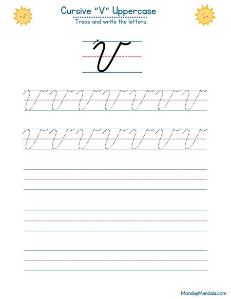 10 Cursive V Worksheets Free Letter Writing Printables