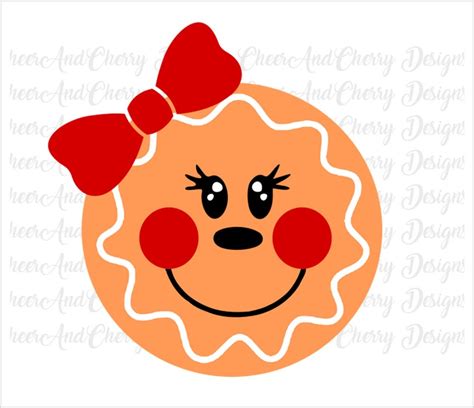 Gingerbread Face With Bow SVG Gingerbread Svg File for Cricut - Etsy
