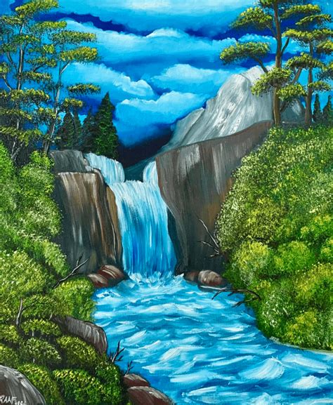 Waterfall Painting Raafs Paintings