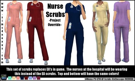 Project Override Female Nurse Scrubs Original Content Sims 4 Nexus