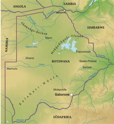 Die heimat von nelson mandela ist das ostkap und bietet. Karte von Botsuana - Freeworldmaps.net