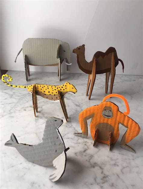 Diy Cardboard Animals Recycled Art From Boxes Free Te