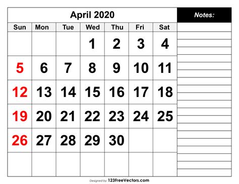 April 9 2020 Calendar Calendar Printables Free Templates