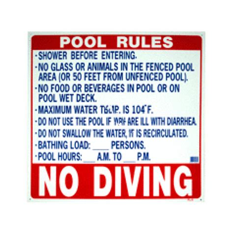 Poolstyle Ps259 2436fl 24 X 36 Vertical Pool Rules Sign Fl