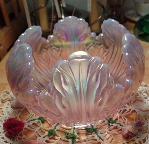Fenton 95th Anniversary Pink Opalescent Carnival Glass Rose Bowl Carnival Glass Opalescent