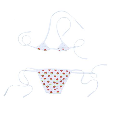 Sexy Womens Strawberry Micro Bikini Lingerie Swimwear Set Japanese