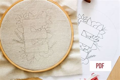 Letter E Embroidery Pattern Floral Embroidery Pattern PDF - Etsy