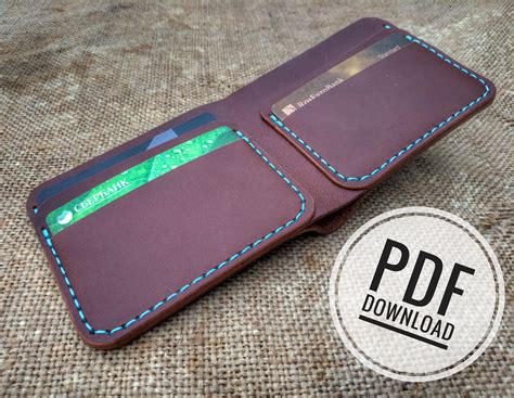 Pdf Leather Wallet Template Pattern Bifold Wallet Etsy