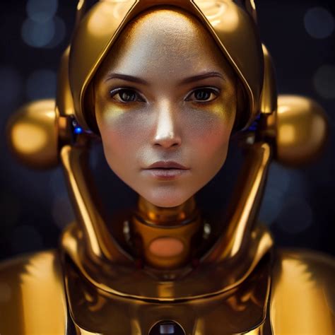 Golden Android Girl Shining Cinematic Extremly Midjourney Openart