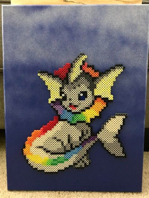 Rainbow Vaporeon Posted By U Lilquigon Pokemon Perler Beads Pokemon Bead Hama Beads Pokemon