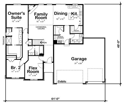 Ranch Style House Plan 3 Beds 2 Baths 1750 Sqft Plan 20 2295