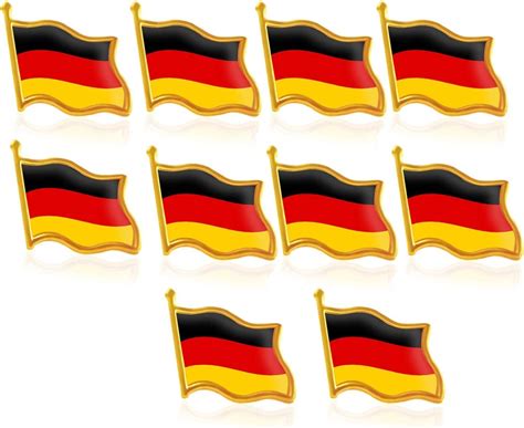 Rhungift 10 Pack Metal German Flag Lapel Pin Waving Germany Flag Pins
