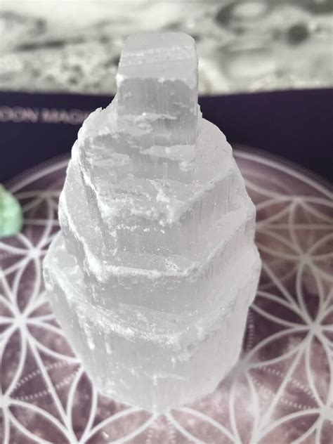 selenite tower and crystal set etsy