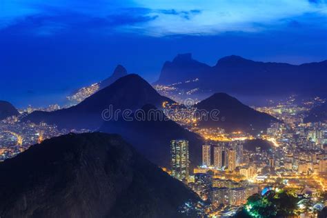 Night View Of Rio De Janeiro Stock Photo Image Of Tourist Sunset