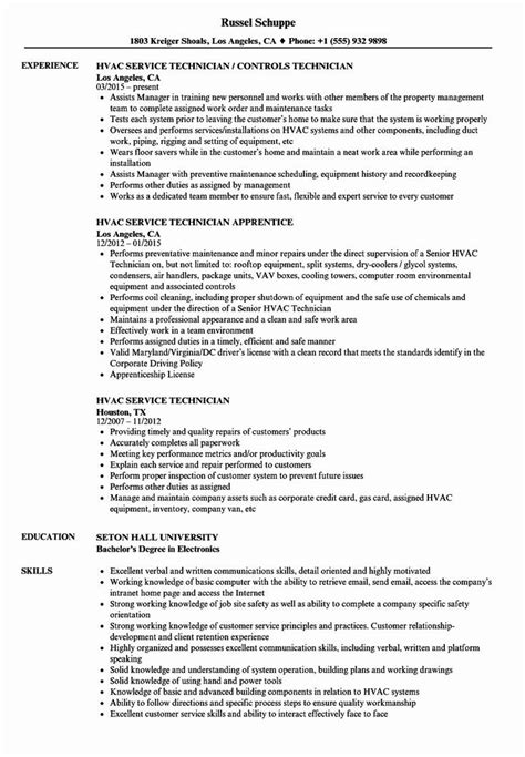 Hvac Technician Resume Format Karoosha