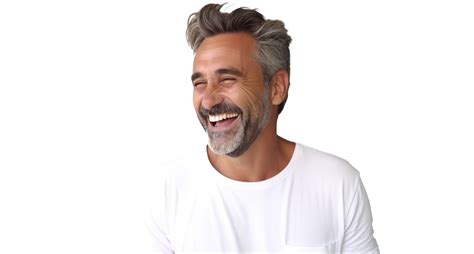 Man Laughing Smiling As He Wears White Tshirt 28719300 Png