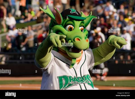 Heater The Dragon Mascot Of The Dayton Dragons At Baseball Game At