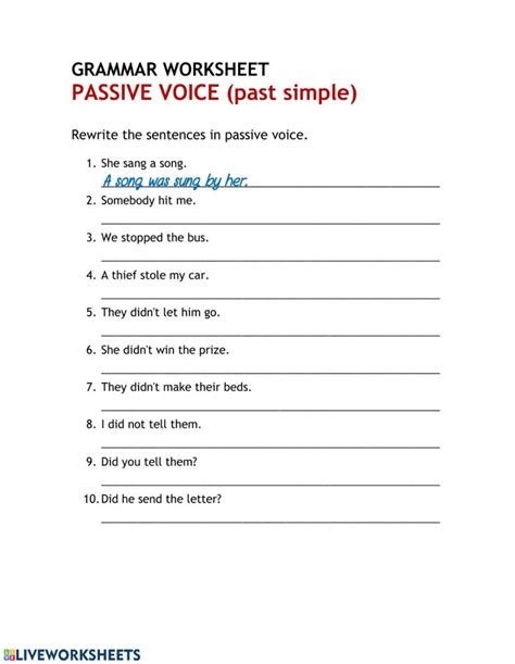 Passive Voice Past Simple Worksheet In 2022 Letting Go Of Him