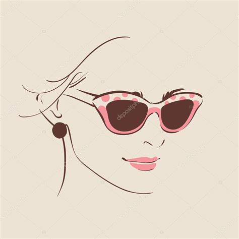 Beautiful Woman In Glasses With Earring Stock Illustration By