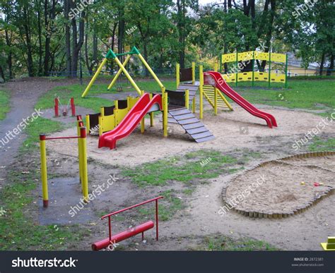 Playground With Swing And Slide In The Park Stock Photo 2872381