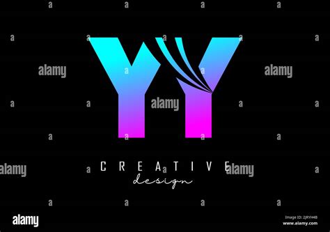 Creative Colorful Pink And Blue Letter Yy Y Logo With Leading Lines And