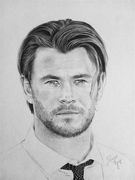 Chris Hemsworth Portrait Drawing By Praveen Vijay Saatchi Art